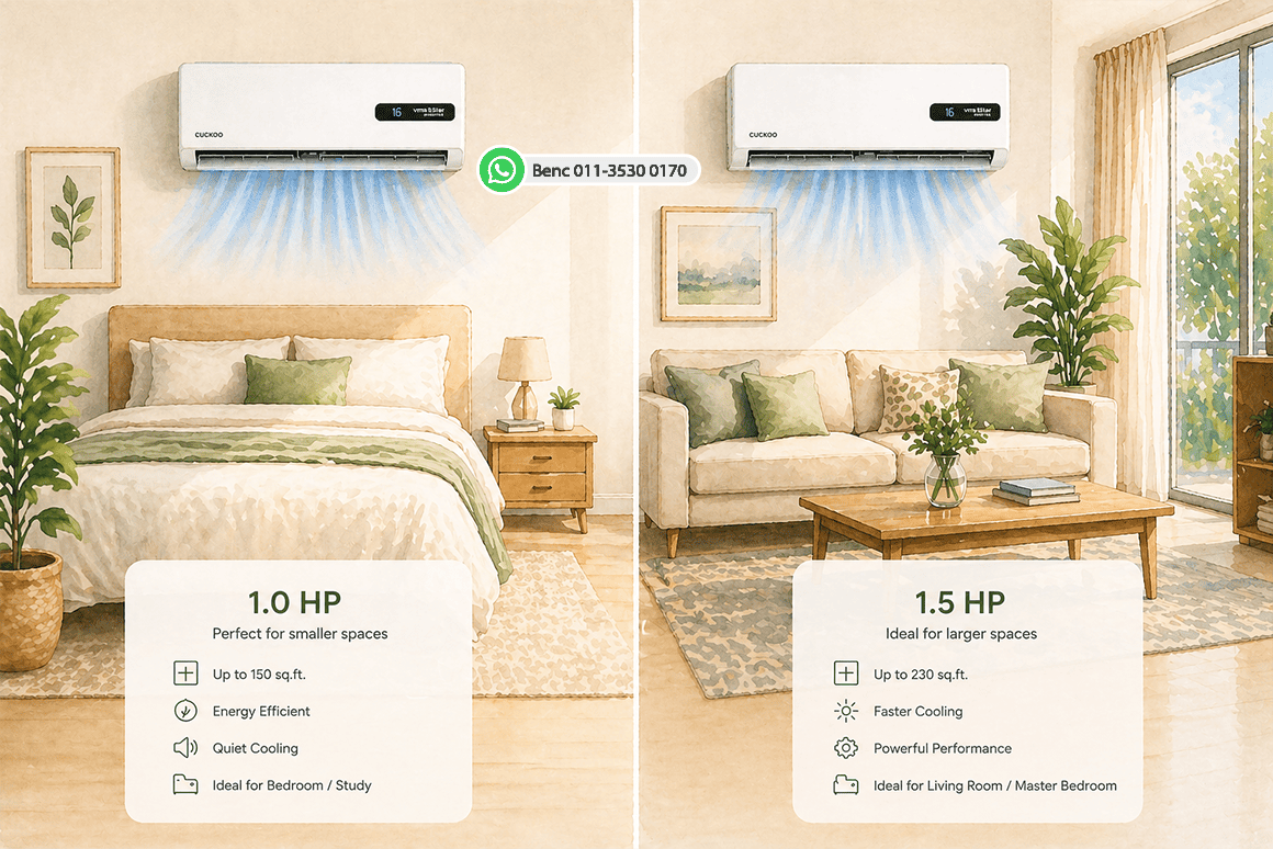 CUCKOO VITA 5Star 1.0 HP and 1.5 HP aircond price guide for Malaysia homes