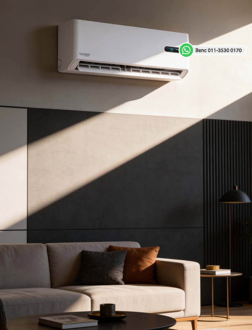 CUCKOO VITA 5Star air conditioner installed in a modern living room
